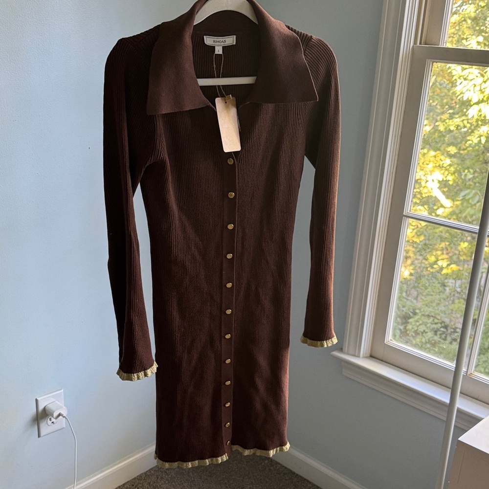 Zara Chocolate Brown Long Sleeve Dress